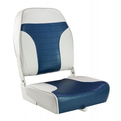 Кресло складное мягкое ECONOMY с высокой спинкой, цвет белый/синий