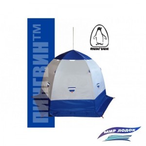Палатка Пингвин 3 с дышащим верхом Люкс (1-сл.) бело-синий